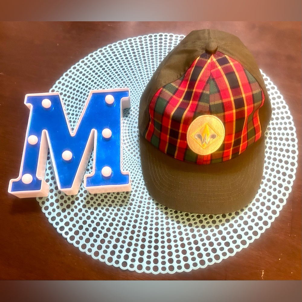 BSA Green Plaid Webelos Snapback Cap Hat Twill Boy Scouts of America,